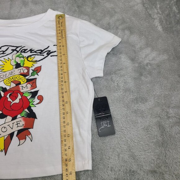 Ed Hardy T Shirt Kids Size Medium True to My Love Front Logo White - Picture 6 of 6
